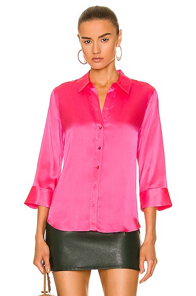 L'AGENCE Dani Quarter Sleeve Blouse in Pink