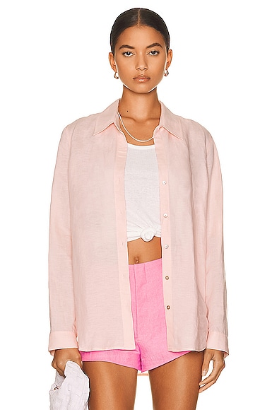 L'AGENCE Nina Long Sleeve Blouse in Pink