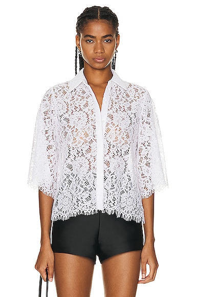 L AGENCE FERN SHORT SLEEVE LACE BLOUSE
