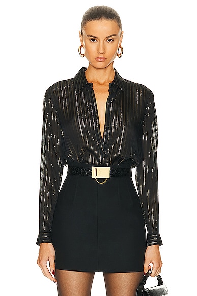 Shop L Agence Laurent Shirt In Black & Gold