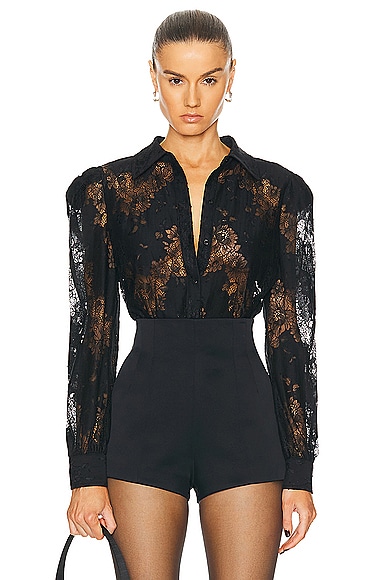 L'AGENCE Jenica Lace Blouse in Black