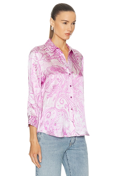 Shop L Agence Dani 3/4 Sleeve Blouse In Lilac Snow Decorated Paisley