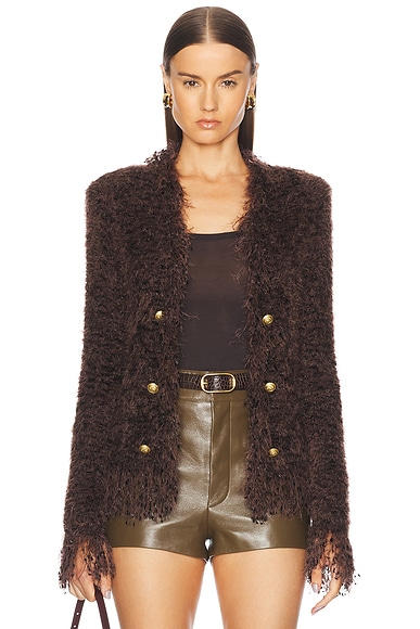 L'AGENCE Azure Cardigan Blazer in Chocolate