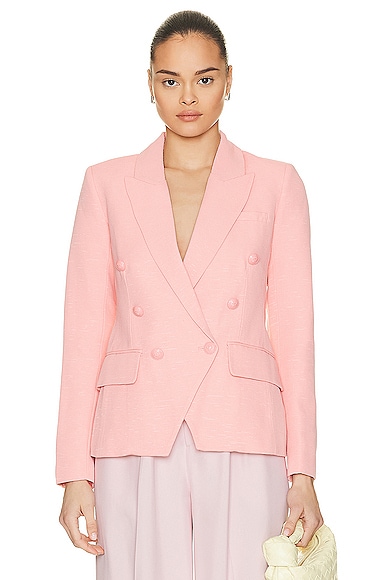 Shop L Agence Kenzie Double Breasted Blazer In Rose Tan & Tropical