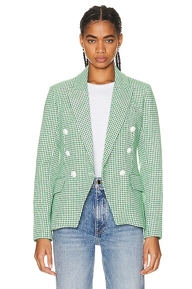 Shop L Agence Kenzie Double-breasted Blazer In Grass Green
