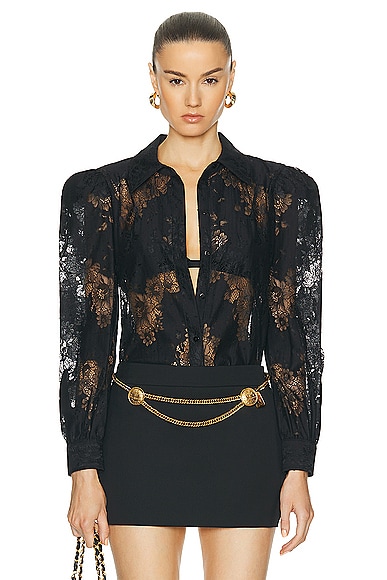 L'AGENCE Jenica Lace Blouse in Black