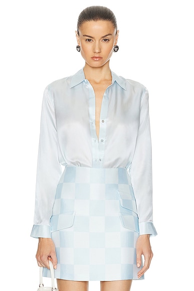 Shop L Agence Tyler Blouse In Ice Water