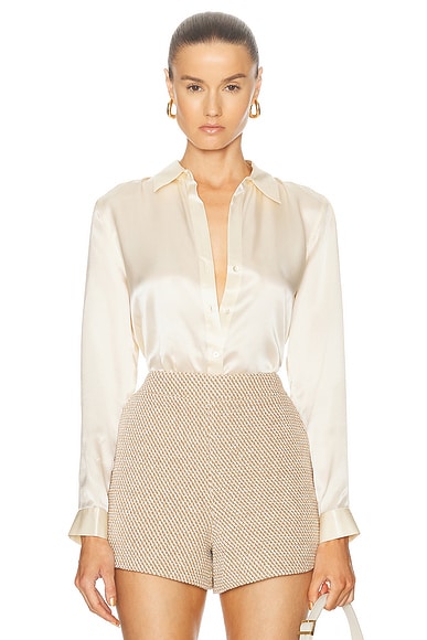 L'AGENCE Tyler Long Sleeve Blouse in Creme Brulee