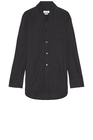 Shop Lanvin Twisted Cocoon Overshirt Shacket In Steel