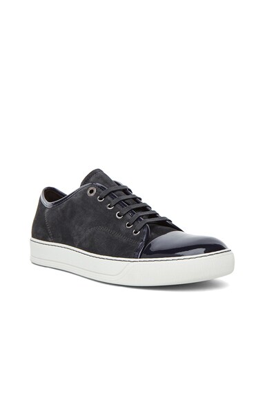 lanvin navy suede sneakers