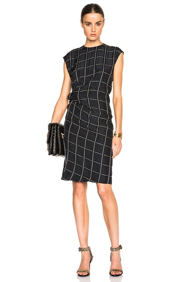 Lanvin Viscose Windowpane Print Dress in Black | FWRD