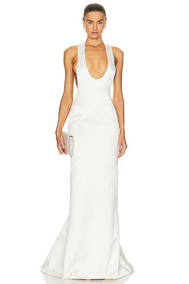 LaQuan Smith Pearl Iridescent Racer Back Slip Dress in Pearl Iridescent