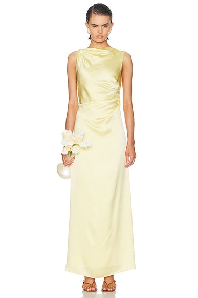 L'Academie Estelle Silk Dress in Butter Yellow