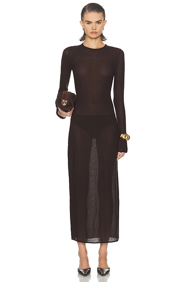 L'Academie by Marianna Delmer Midi Dress in Brown