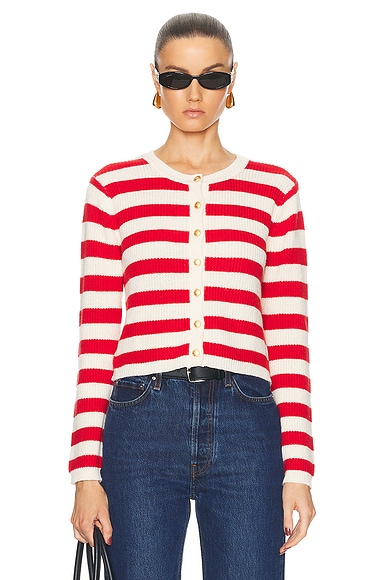 L'Academie by Marianna Valerie Cardigan in Red & Ivory