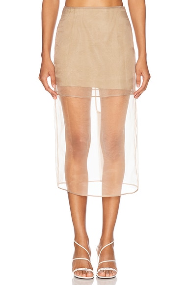 L'Academie by Marianna Blaire Midi Skirt in Taupe