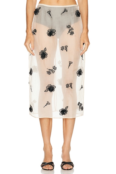 L'Academie by Marianna Minah Midi Skirt in Nude & Black