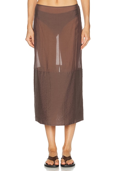 L'Academie Cecille Midi Skirt in Mocha