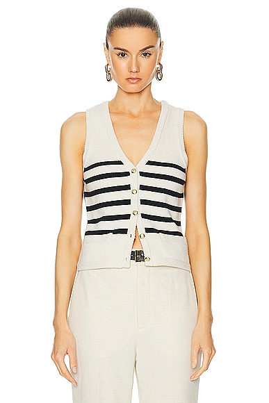 by Marianna Calanth Striped Vest in White