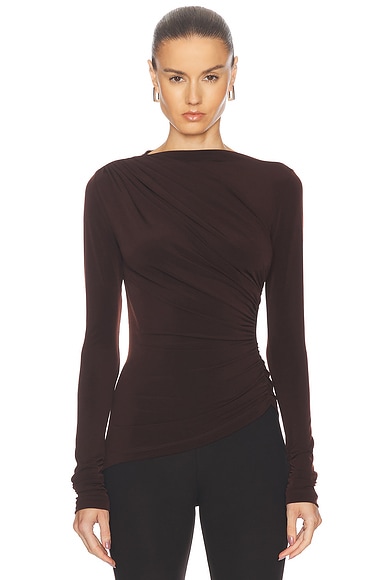 L'Academie by Marianna Tullah Top in Chocolate Brown