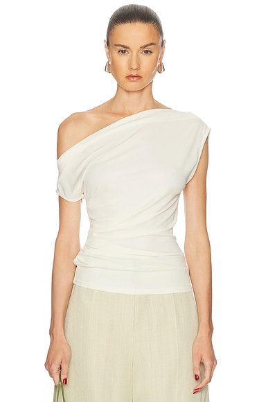 Marques ' Almeida One Shoulder Frill Top in White | FWRD