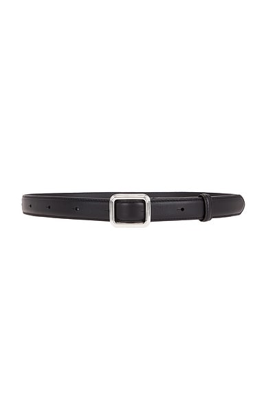 Lie Studio The Georgia Wide Belt in Silver Solid Black