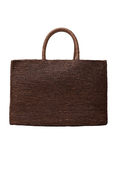 Lie Studio Large Charlotte Raffia Bag in Chestnut Brown