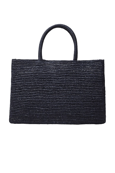Lie Studio The Small Charlotte Raffia Bag in Navy