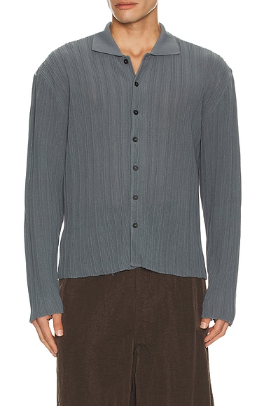 Le17Septembre Ribbed Cardigan in Ash Blue