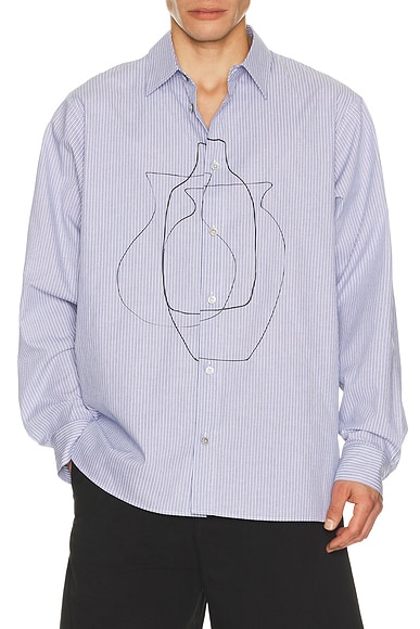 Le17Septembre Printed Striped Shirt in Blue