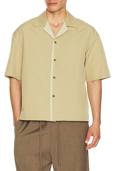 Le17Septembre Open Collar Short Sleeve Shirt in Mustard