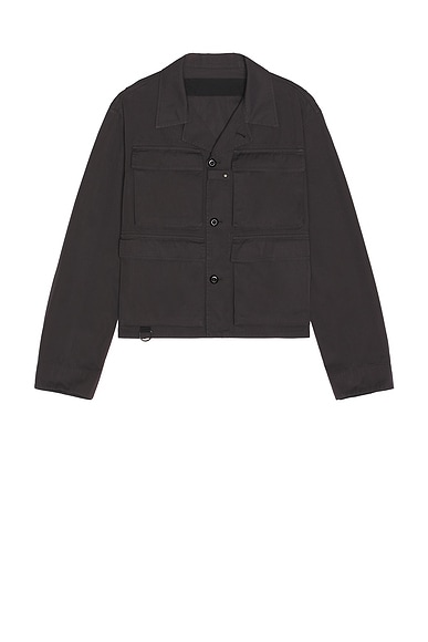 Lemaire Compact Cotton Twill Short Utility Jacket in Coal