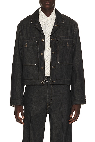 Lemaire Trucker Jacket With Studs in Slate
