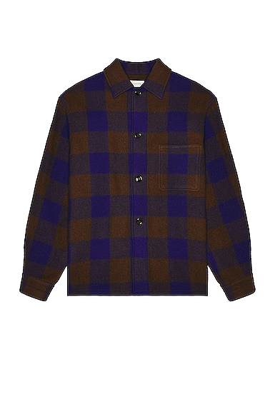 Lemaire Pyjama Shirt in Brown / Electric Blue