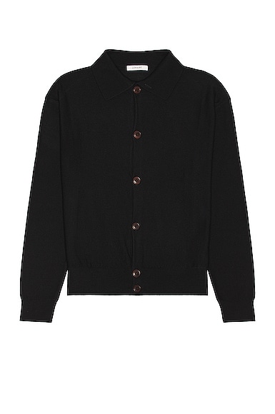 Lemaire Convertible Collar Knit Shirt in Black | FWRD