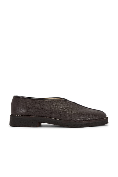 Lemaire Piped Crepe Slippers in Dark Brown