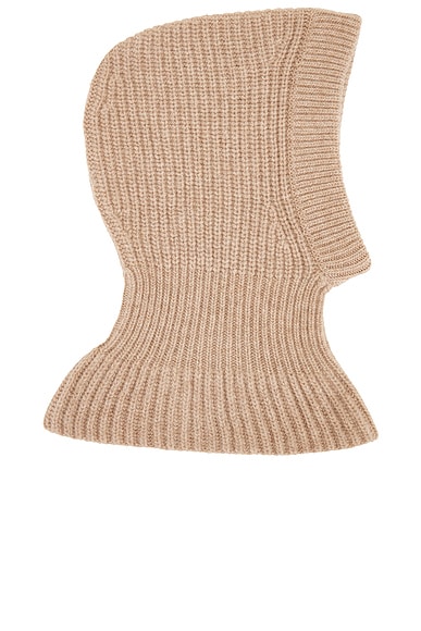 Lemaire Hood Lambswool Beanie in Latte Coffee