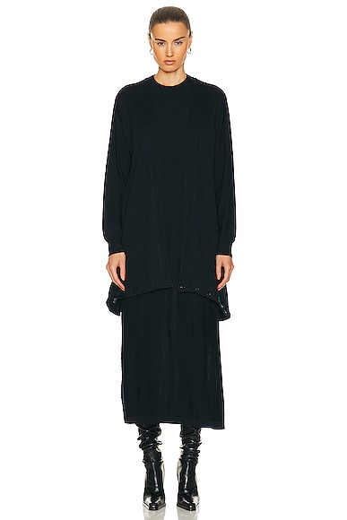 Shop Lemaire Twisted Trompe L'oeil Dress In Dark Navy