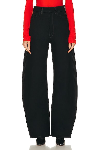 Shop Lemaire High Waisted Curved Pant In Black