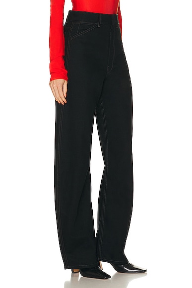 Shop Lemaire High Waisted Curved Pant In Black