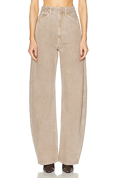 Lemaire High Waisted Curved Wide Leg in Denim Snow Beige