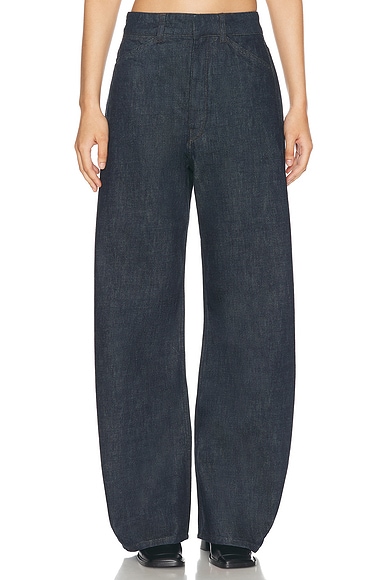 High Waisted Curved Leg Jeans