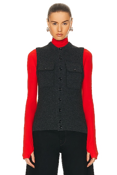 Sleeveless Fitted Cardigan in Black