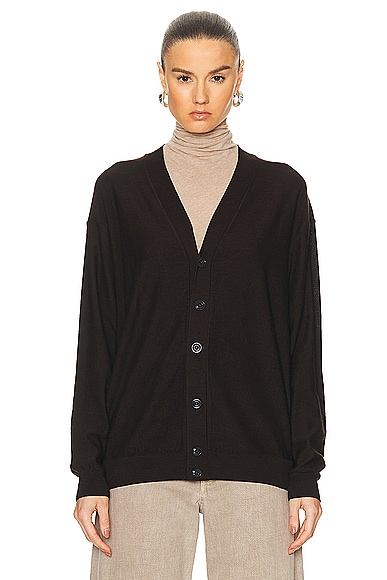 Lemaire Relaxed Twisted Cardigan in Pecan Brown