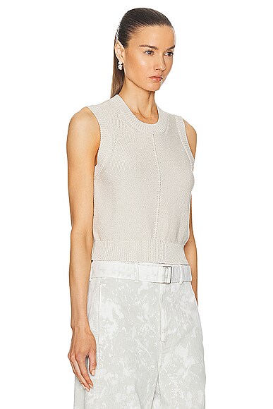 Shop Lemaire Sleeveless Cropped Sweater In Mastic