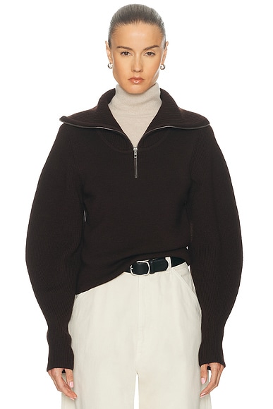 Lemaire Zipped Sweater in Aubergine