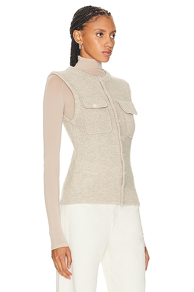 Shop Lemaire Sleeveless Fitted Cardigan In Chalk
