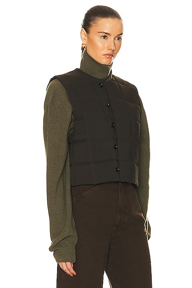 Shop Lemaire Wadded Gilet Vest In Forest Brown