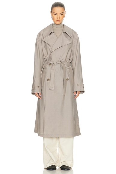 Lemaire Detachable Lining Trench Coat in Light Taupe