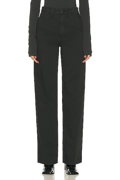 Lemaire High Waisted Straight Pant in Midnight Green